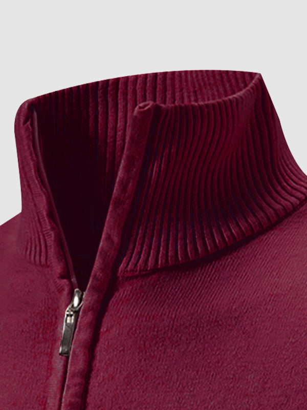 Pull à col zippé quart uni pour homme