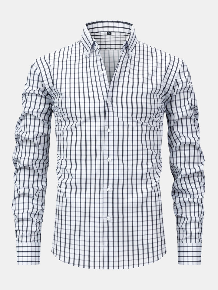 Chemise à carreaux à manches longues avec boutons & Pantalon droit à taille élastique