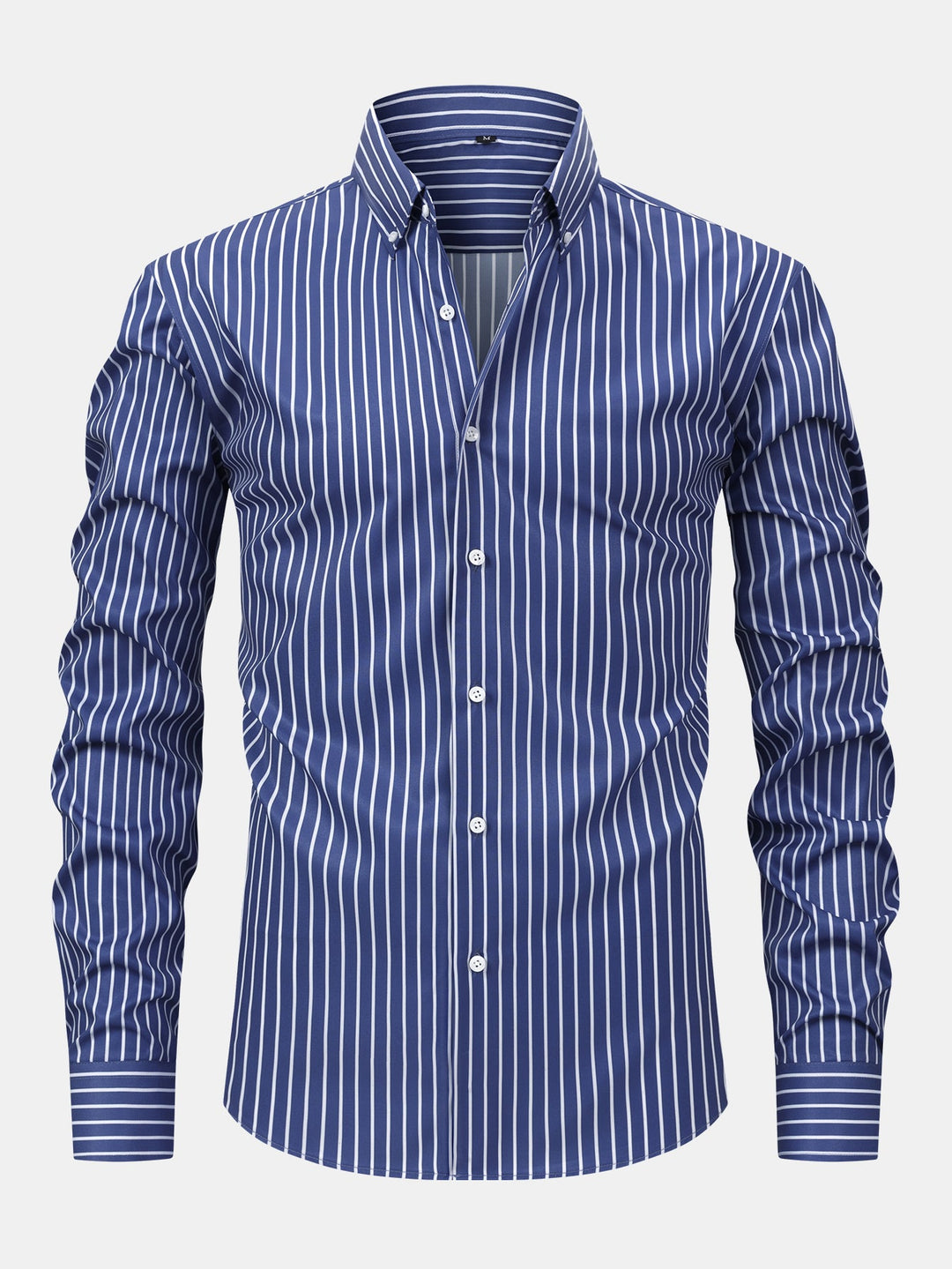 Chemise à rayures à manches longues avec boutons & Pantalon droit à taille élastique