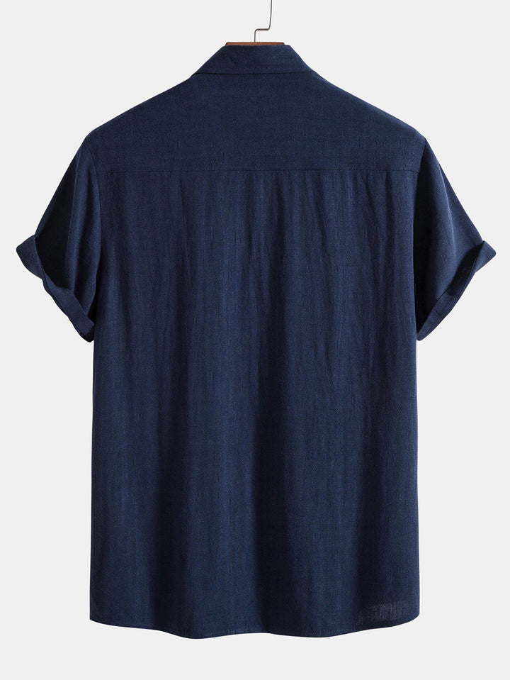 Chemise à boutons en mélange de lin et de rayonne & Pantalons en lin à jambe droite