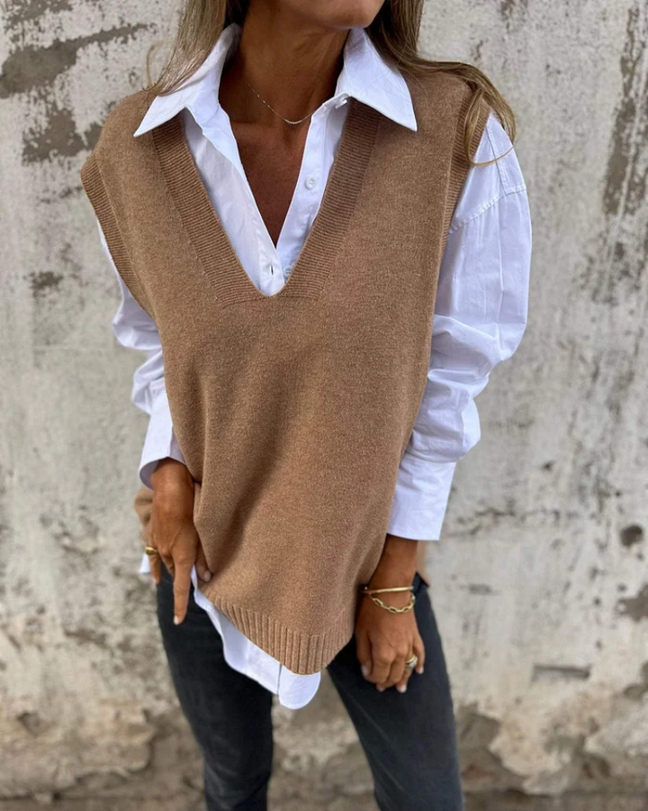 Nanna™ | Gilet en tricot doux avec col en V