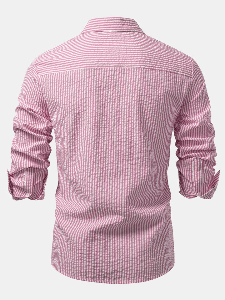 Chemise rayée à boutons en seersucker