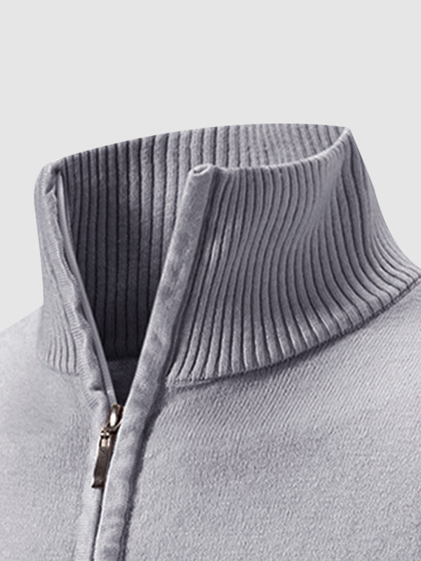 Pull à col zippé quart uni pour homme