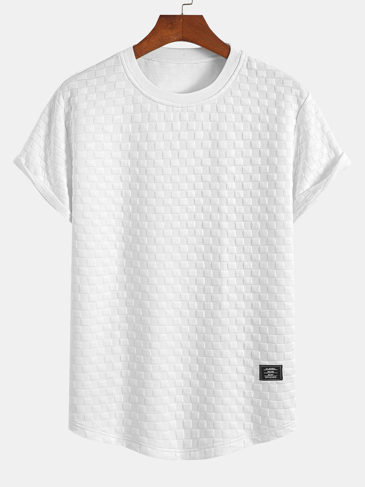 T-shirt à damier jacquard arc ourlet