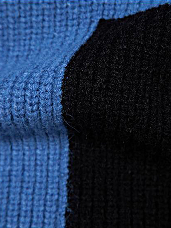 Pull Tricoté à Col Rond pour Hommes en Colorblock
