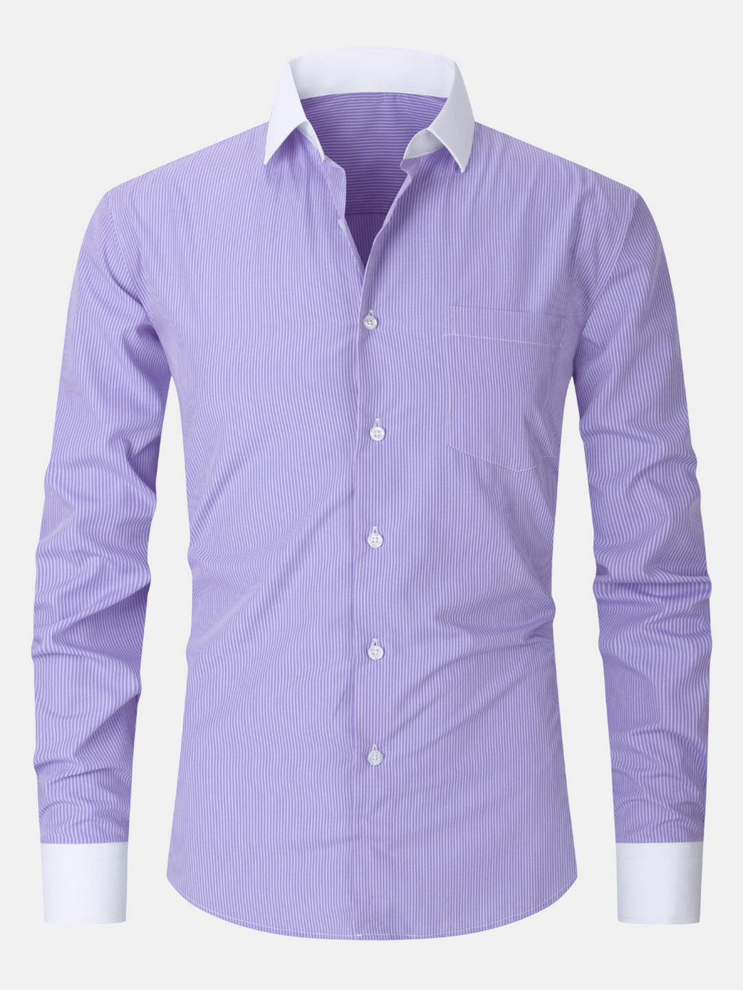 Chemise habillée à col contrasté rayé