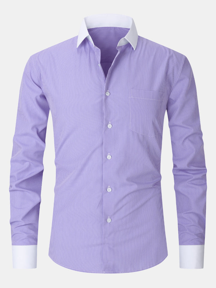 Chemise habillée à col contrasté rayé