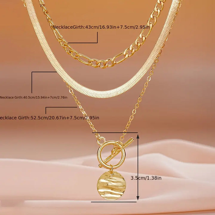 Collier superposé en pièces texturées Savira | Or