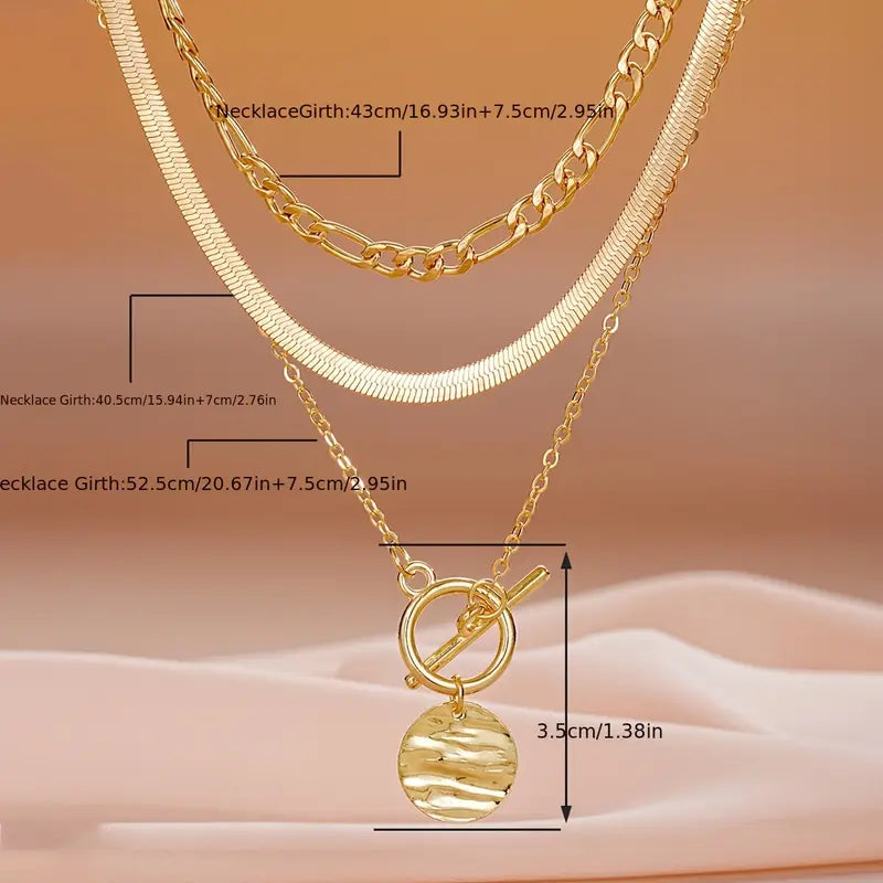 Collier superposé en pièces texturées Savira | Or