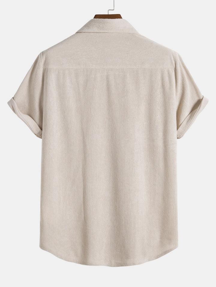 Bouton en velours côtelé chemise à manches courtes