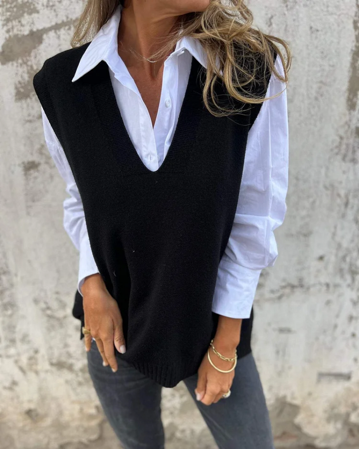 Nanna™ | Gilet en tricot doux avec col en V