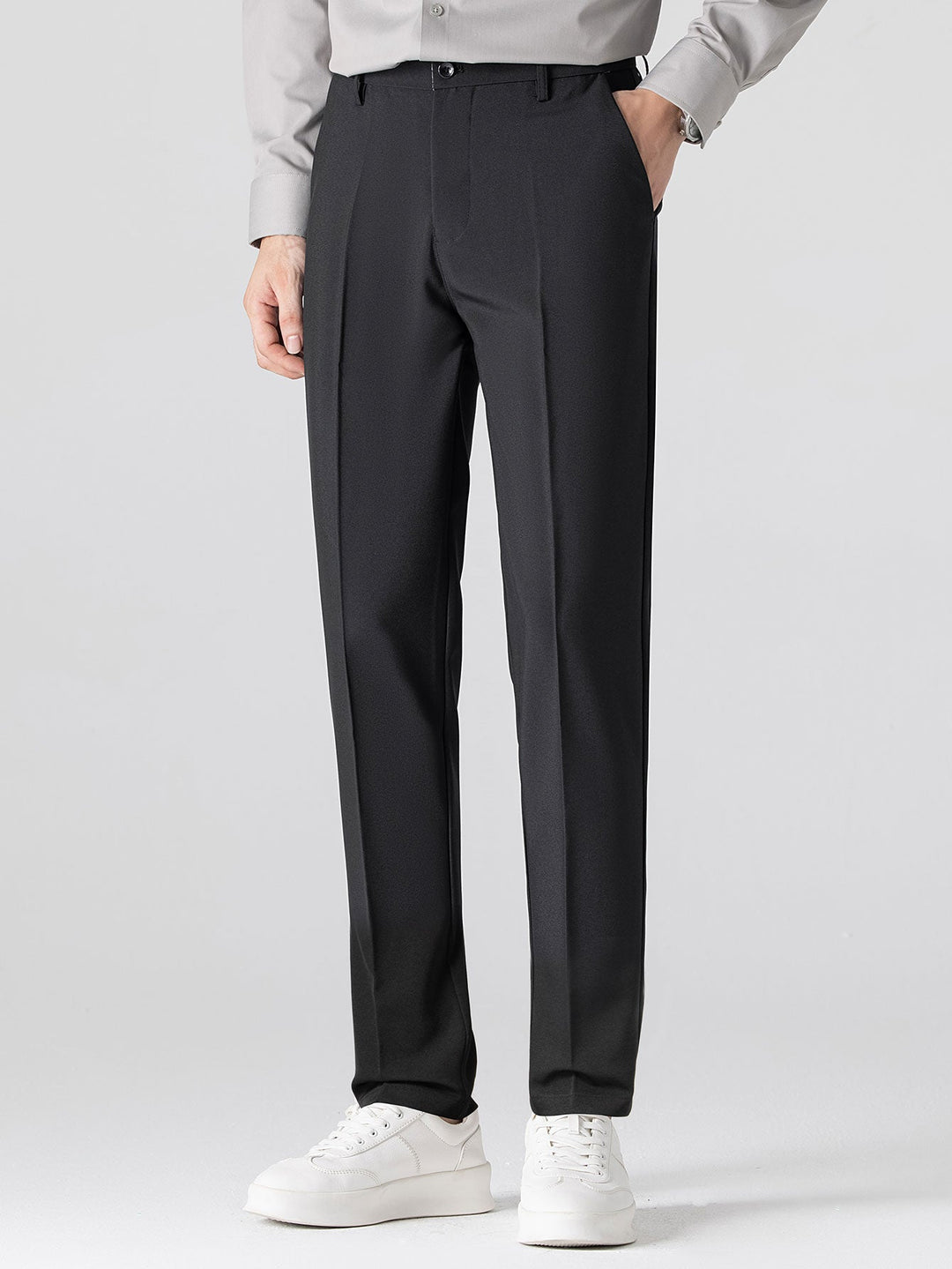 Chemise à rayures à manches longues avec boutons & pantalon fuselé slim fit