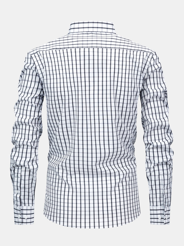 Chemise à carreaux à manches longues avec boutons & Pantalon droit à taille élastique