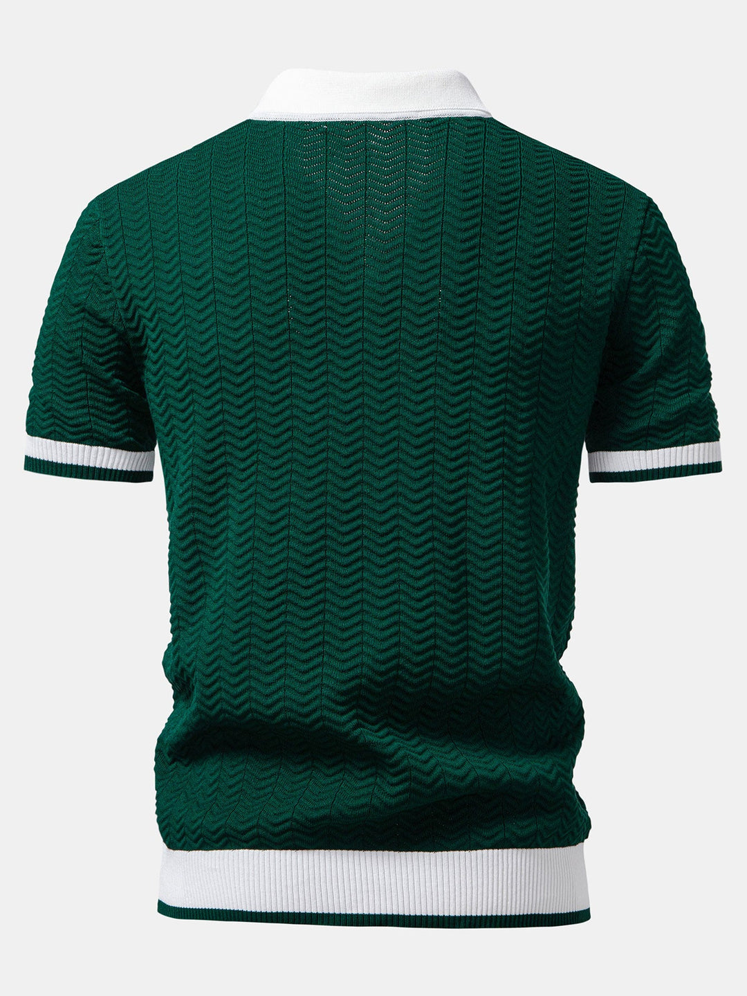 Polo à col en V tricoté à contraste de texture & pantalon fuselé slim fit