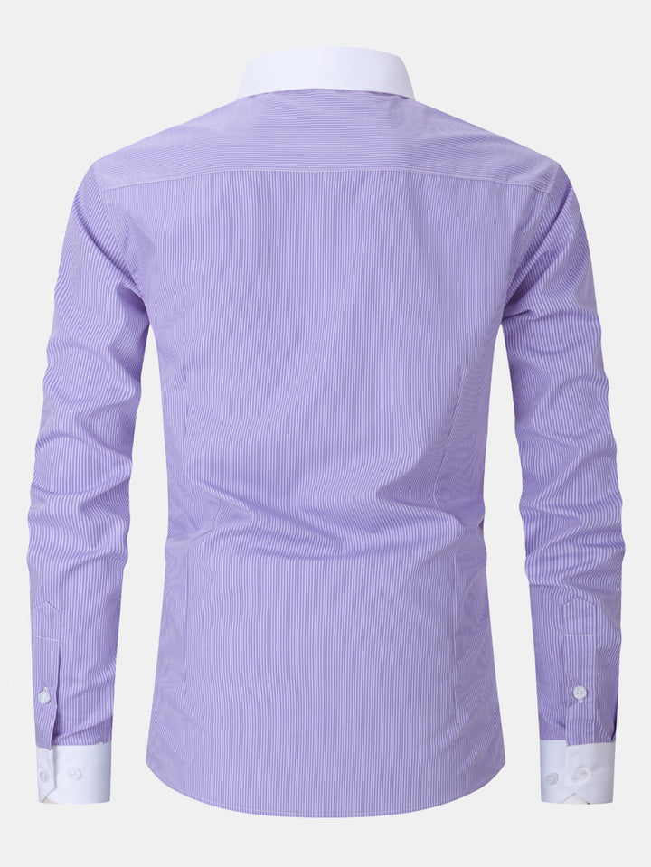 Chemise habillée à col contrasté rayé