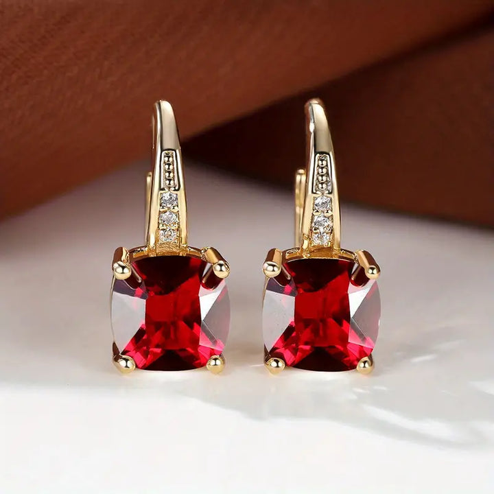 Boucles d'oreilles en forme de cercle en pierre mystique | Or
