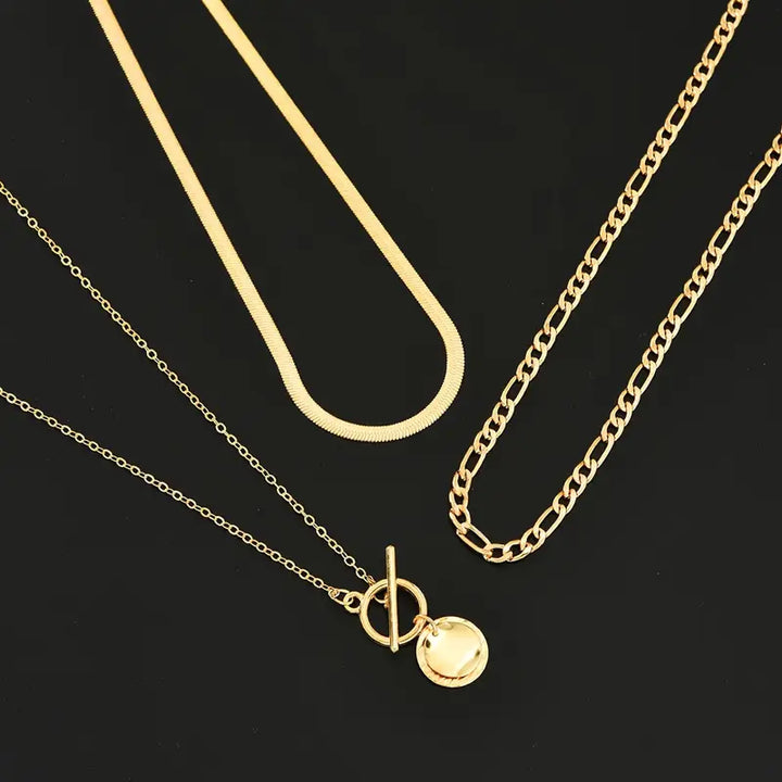 Collier superposé en pièces texturées Savira | Or