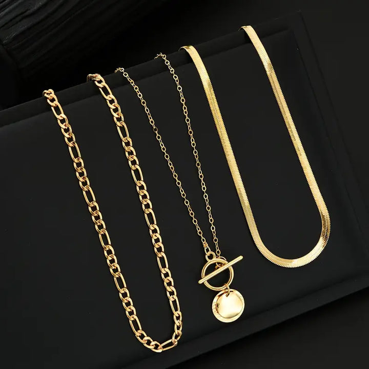 Collier superposé en pièces texturées Savira | Or