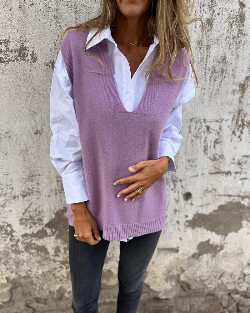 Nanna™ | Gilet en tricot doux avec col en V