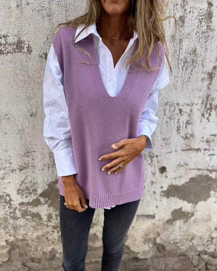 Nanna™ | Gilet en tricot doux avec col en V