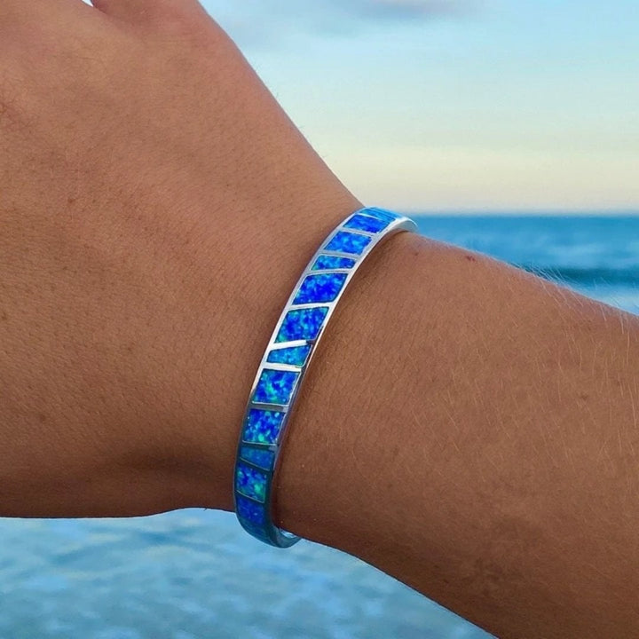 Luna™ | Bracelet Élégant en Opale Bleue et Argent
