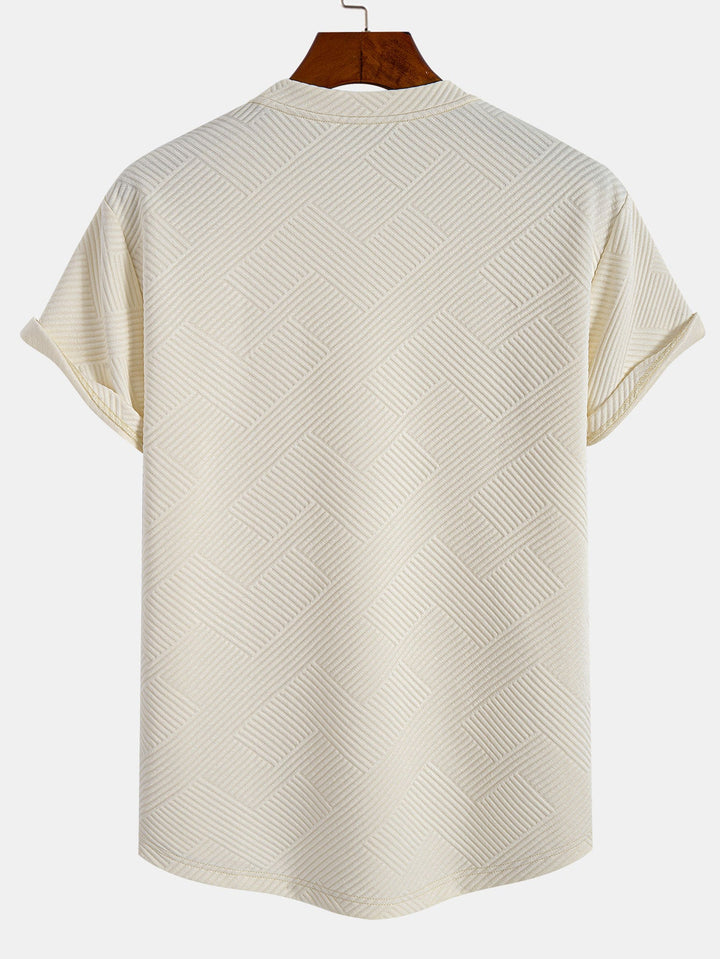 T-shirt à manches courtes en jacquard rayé avec ourlet en arc