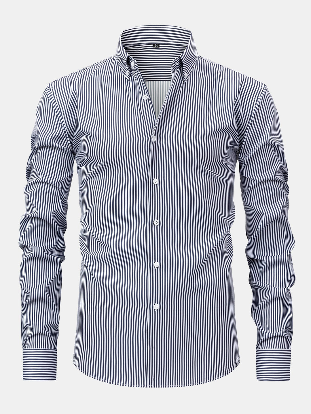 Chemise à rayures à manches longues avec boutons & Pantalon droit à taille élastique