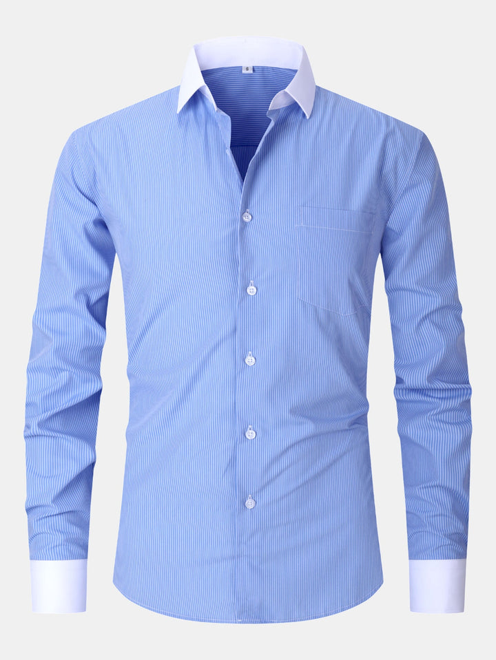 Chemise habillée à col contrasté rayé