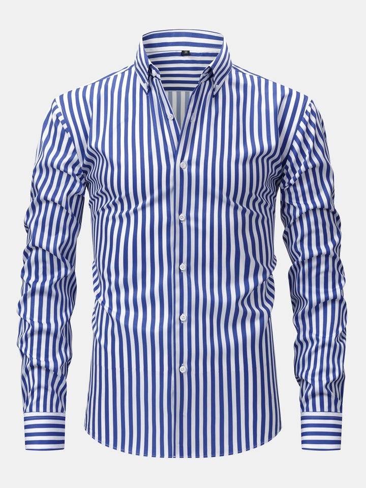 Chemise à rayures à manches longues avec boutons & pantalon fuselé slim fit