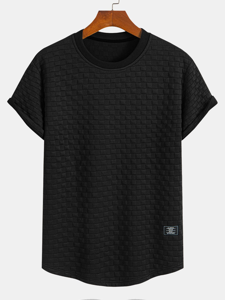 T-shirt à damier jacquard arc ourlet