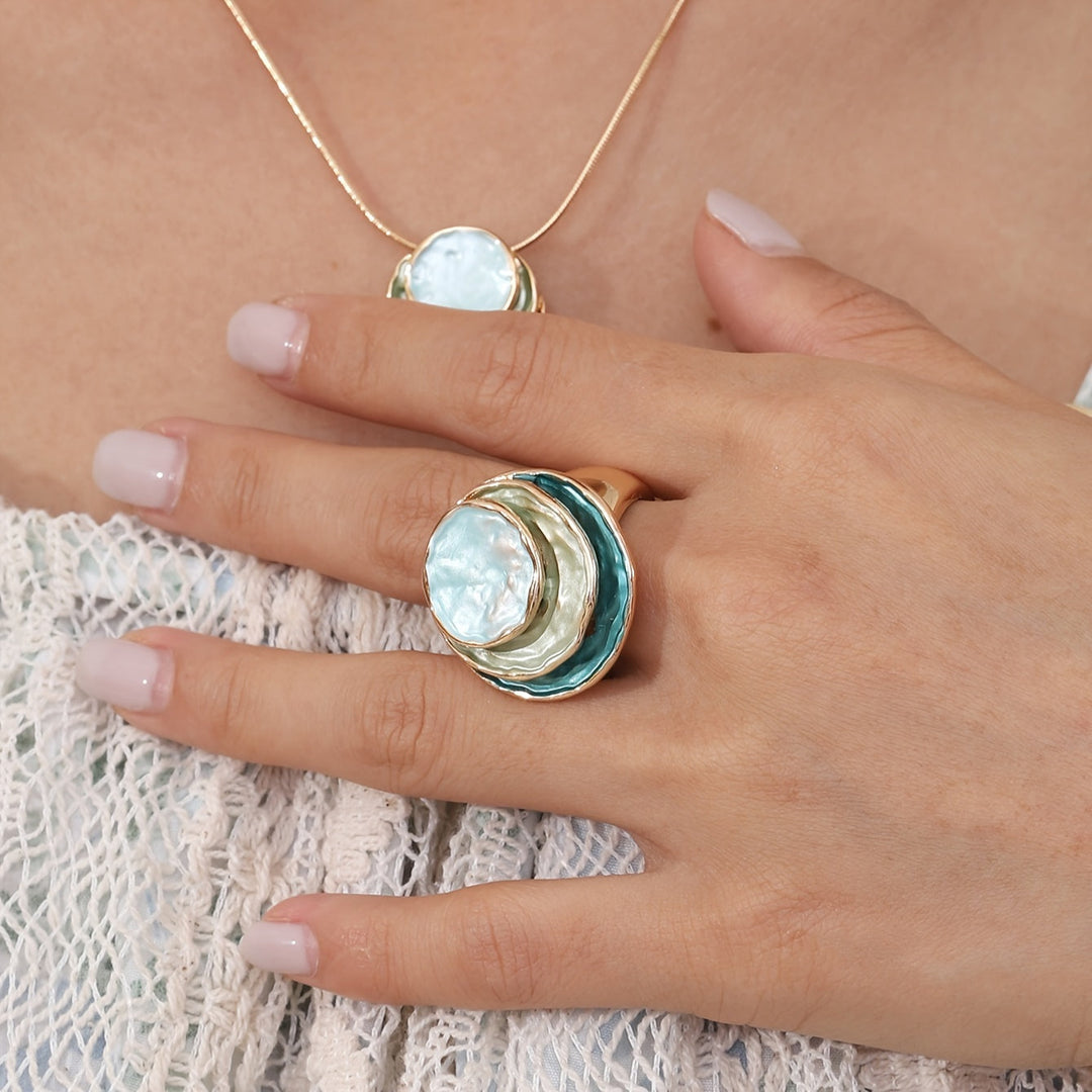Bague Boho Émail à Trois Niveaux