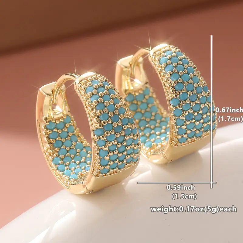 Boucles d'oreilles créoles en perles turquoise dorées | Or