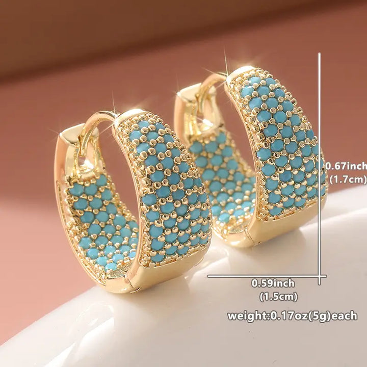 Boucles d'oreilles créoles en perles turquoise dorées | Or