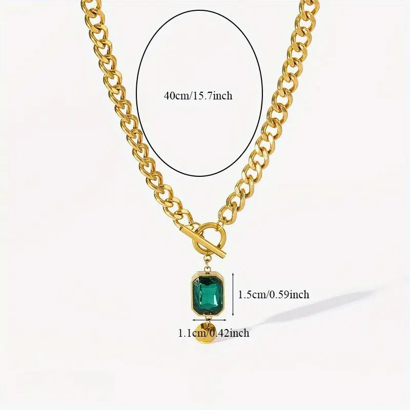 Collier Pendentif Émeraude à Chaîne Épaisse | Or