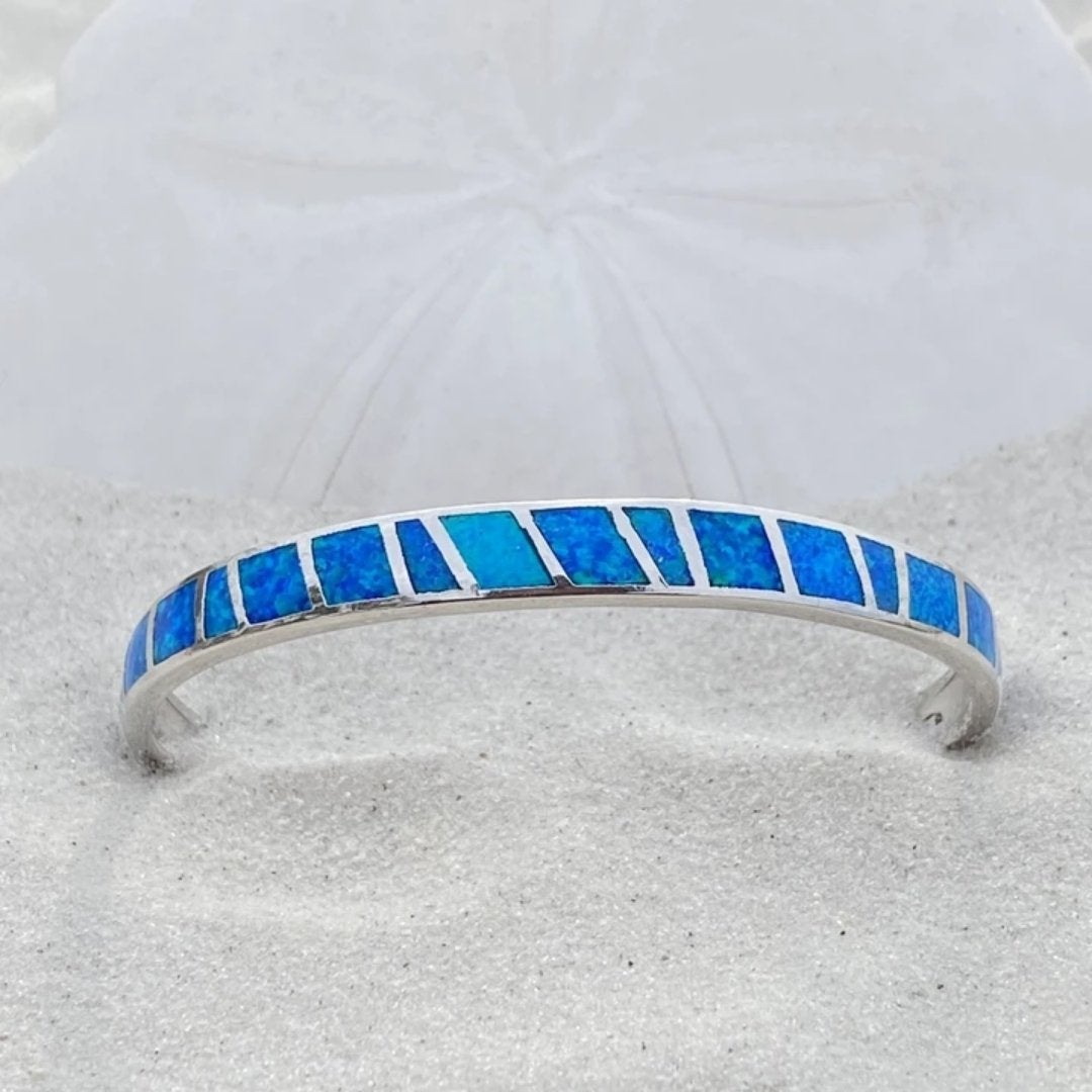 Luna™ | Bracelet Élégant en Opale Bleue et Argent