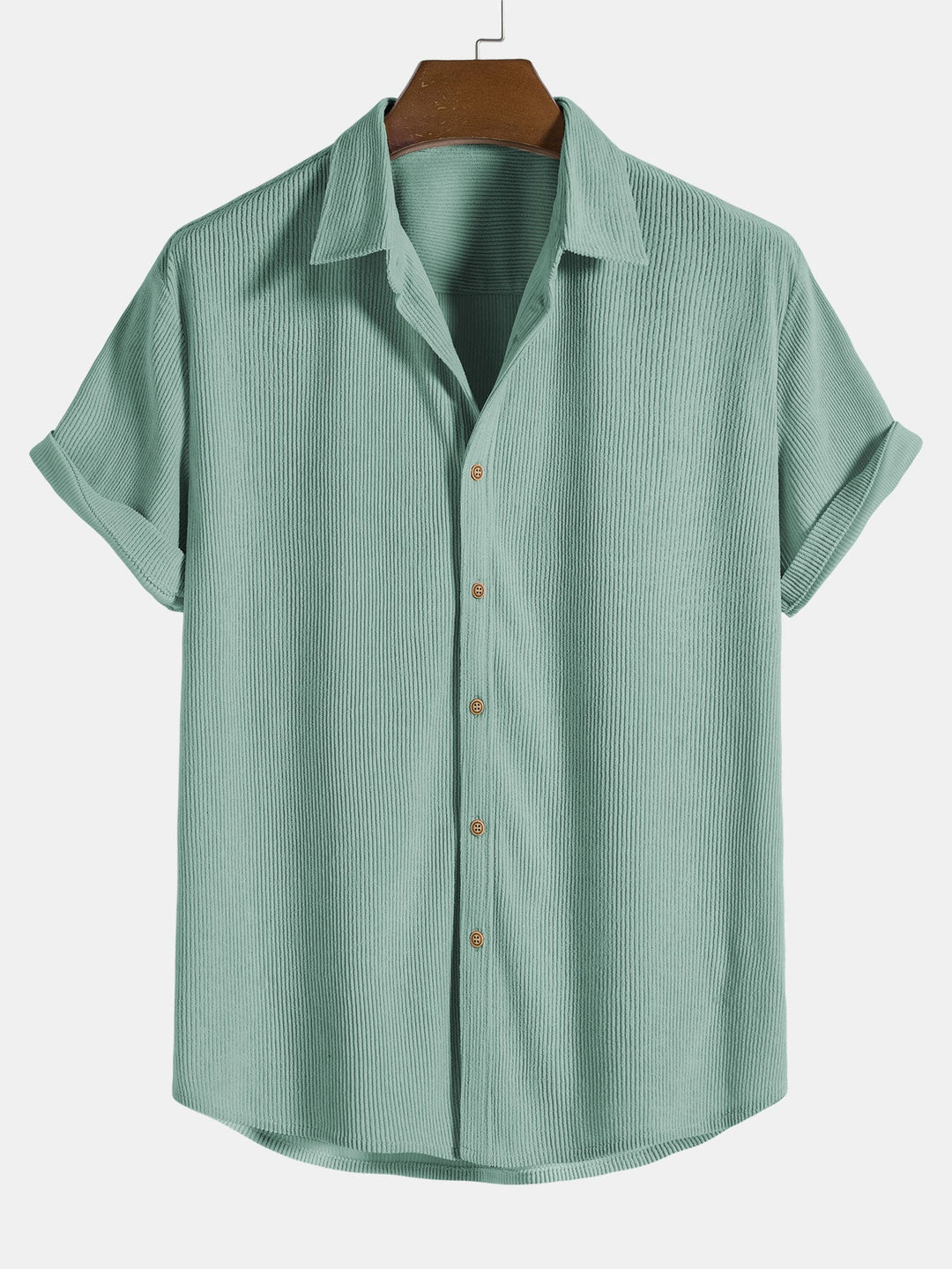 Bouton en velours côtelé chemise à manches courtes