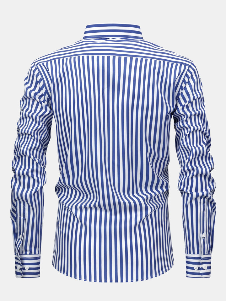Chemise à rayures à manches longues avec boutons & pantalon fuselé slim fit
