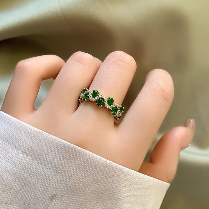 Bague ouverte en émeraude pétillante Calira | Or