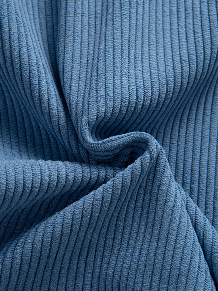 Chemise à capuche en velours côtelé contrasté à manches longues
