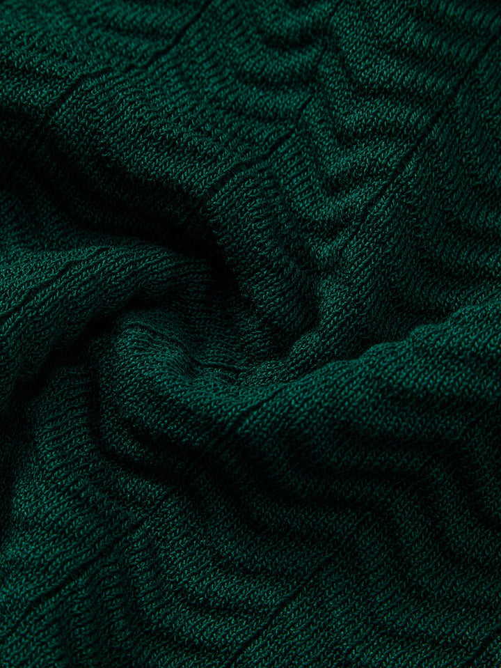 Polo à col en V tricoté à contraste de texture & pantalon fuselé slim fit