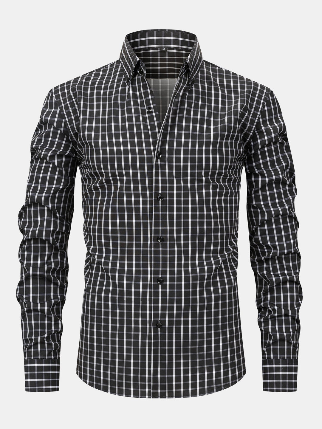 Chemise à carreaux à manches longues avec boutons & Pantalon droit à taille élastique