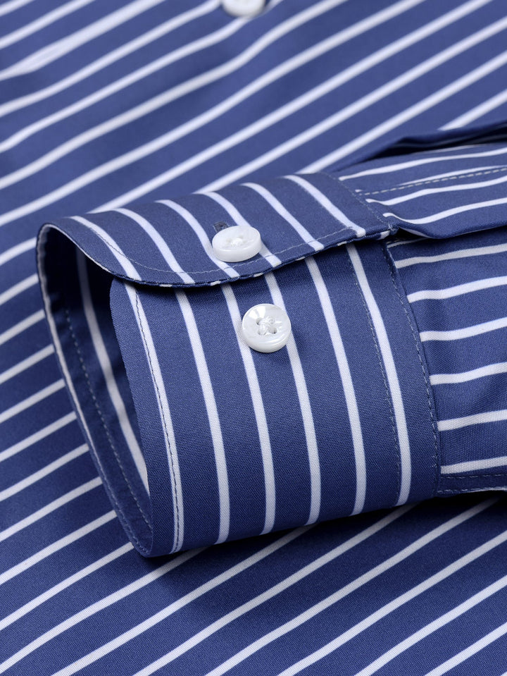 Chemise à rayures à manches longues avec boutons & Pantalon droit à taille élastique