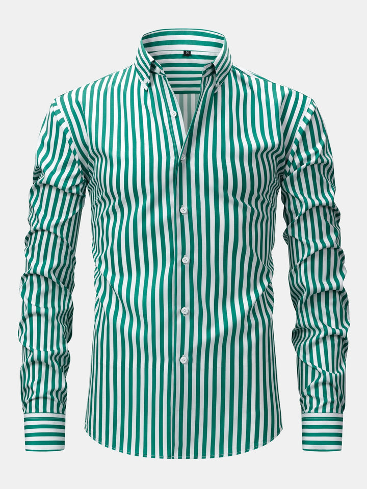 Chemise à rayures à manches longues avec boutons & pantalon fuselé slim fit