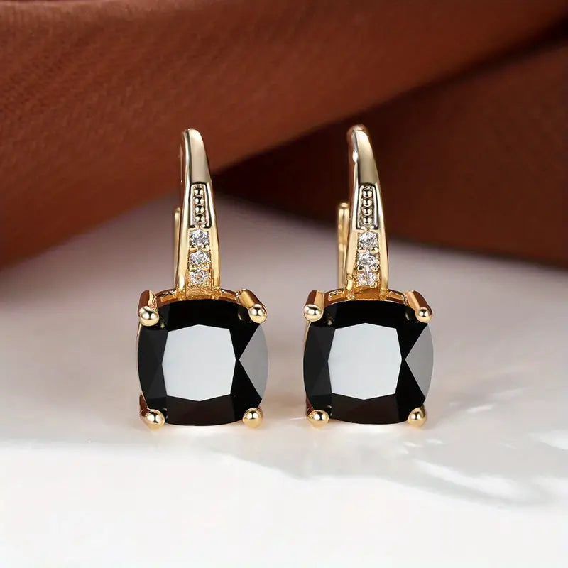 Boucles d'oreilles en forme de cercle en pierre mystique | Or