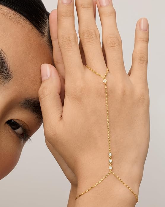Bracelet de main en perles | Or