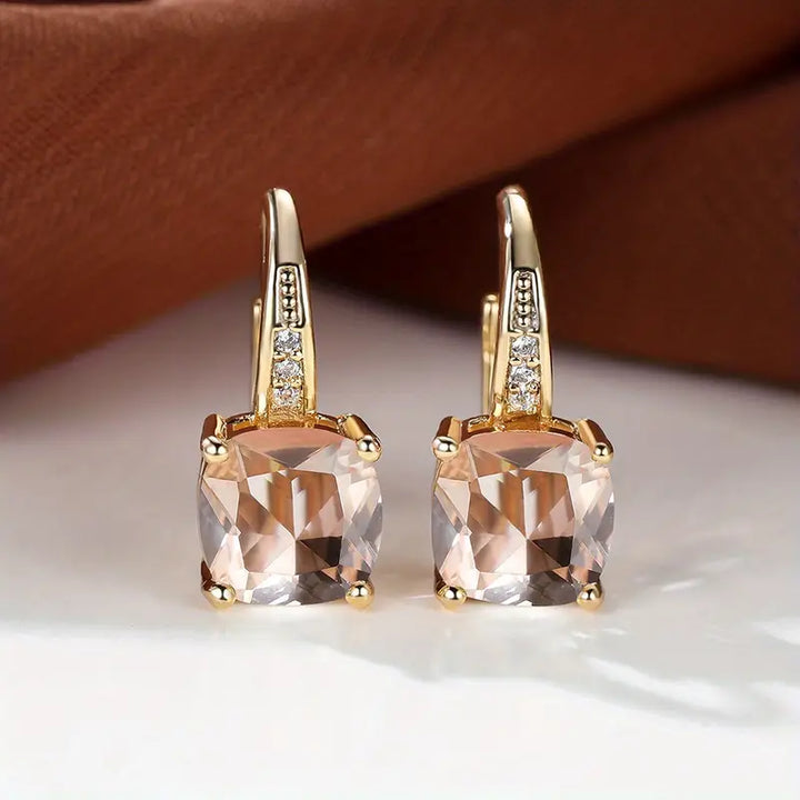 Boucles d'oreilles en forme de cercle en pierre mystique | Or