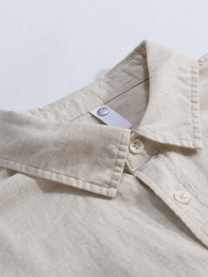 Chemise en lin et coton à manches longues avec poche