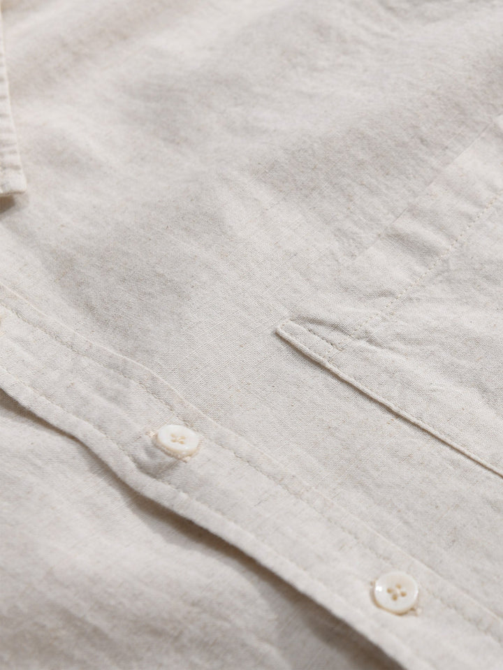 Chemise en lin et coton à manches longues avec poche