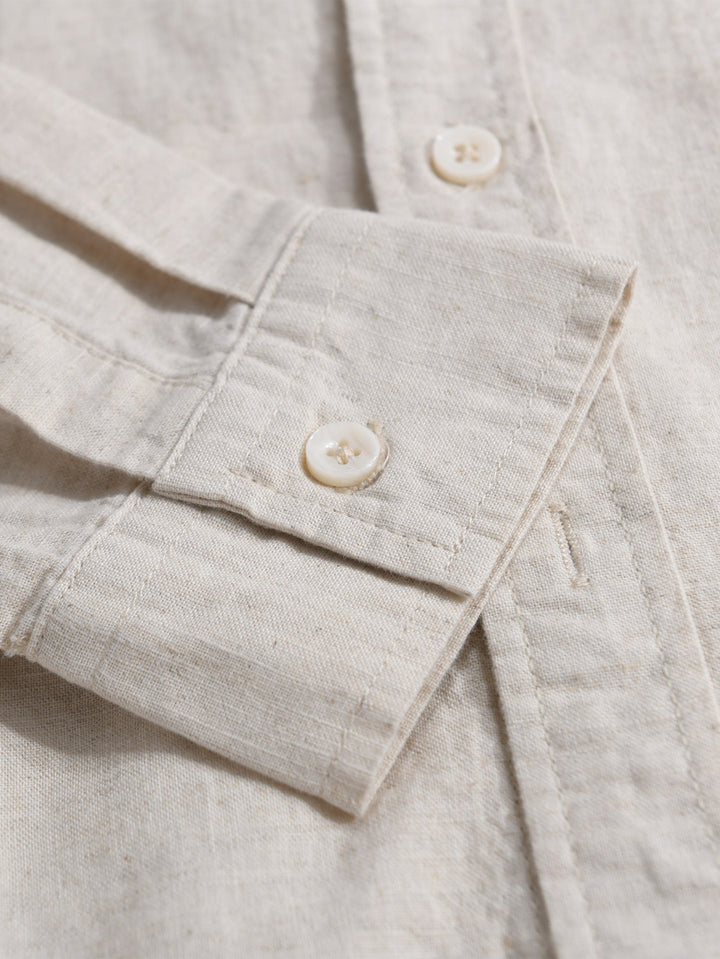 Chemise en lin et coton à manches longues avec poche