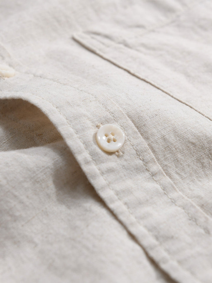 Chemise en lin et coton à manches longues avec poche